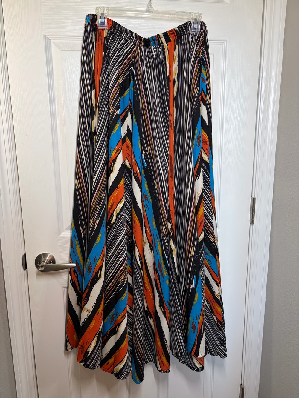 Boho Striped Multicolor Maxi Skirt - Elastic Waist